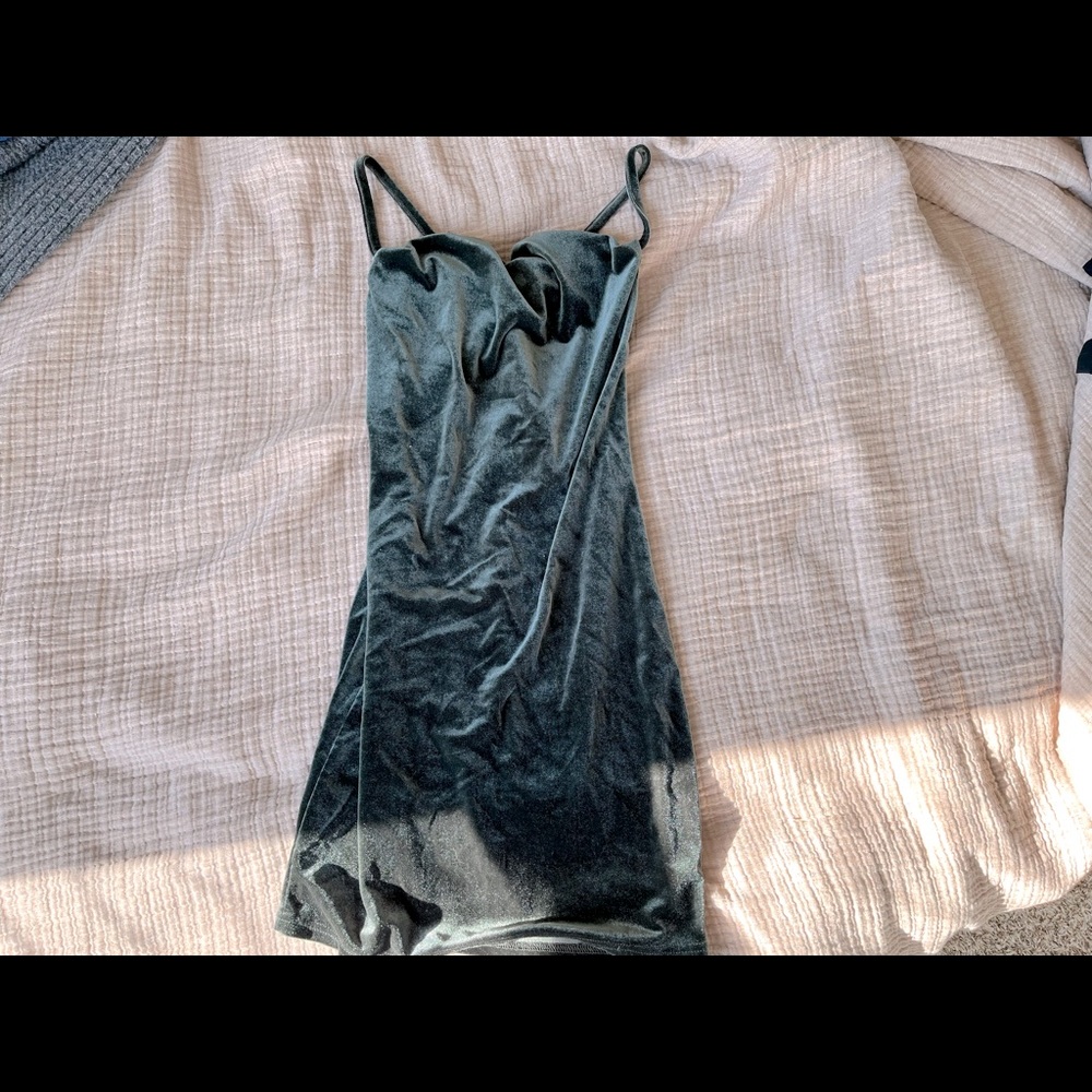 GREEN velvet dress